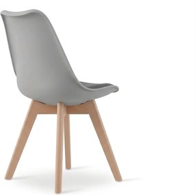Szare krzesło BALI MARK z bukowymi nogami, ciemnoszare siedzisko