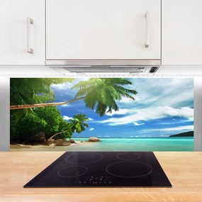 Szkło Ozdobne do Kuchni Rajski Brzeg z Palmami