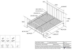 Zielone metalowe łóżko dwuosobowe ze stelażem 160x200 cm BRONXX – Vipack