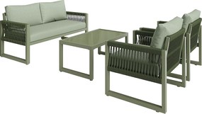 Zestaw mebli ogrodowych z ocynkowanego żelaza - sofa 2-osobowa, 2 fotele i stolik kawowy - Zielony