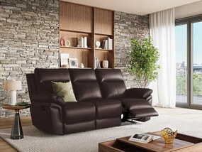 Kanapa 3-osobowa z funkcją relax ze skóry bawolej PAKITA -brązowa
