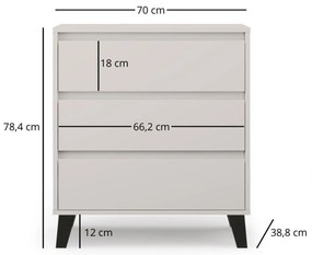 Komoda z Trzema Szufladami do Salonu BORVO 70 cm Kaszmir Nowoczesna