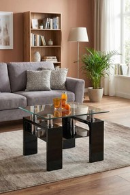 Kwadratowa Szklana Czarny Ława Połysk Z3-K78