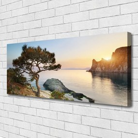 Obraz canvas Pejzaż z Drzewem nad Wodą