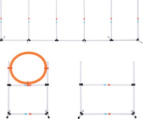PawHut Zestaw do Ćwiczeń dla Psów 3-częściowy z Torbą do Przenoszenia Trening Agility Plastik Biały Żółty | Aosom PL