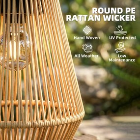 Outsunny Zestaw 2 Lamp Solarnych Rattanowych Wiszących IP44 Wodoodporne Lampy na Balkon i Taras Brązowe | Aosom PL