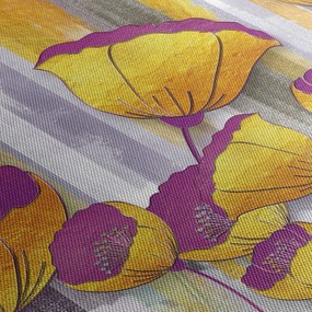 Obraz - Ilustracja kwiatów (z zegarem) (90x30 cm)