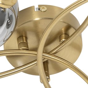 Plafon art deco złoty 6-źródeł światła z przydymionym szkłem - Athens