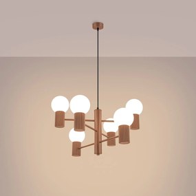 Żyrandol HALO 6 mocca ryflowany SOLLUX  LIGHTING
