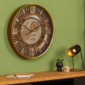Zegar w stylu retro z widocznym mechanizmem YONI, Ø 59 cm