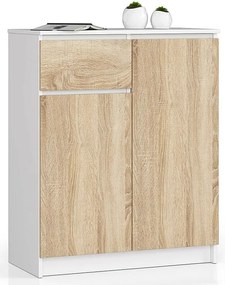 Komoda AKORD K80 Biała 80 cm 2 drzwi 1 szuflada kolor Dąb Sonoma mat 4 półki 80x40x99 cm