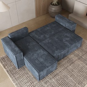 Masseno Narożnik RAVELO z funkcją spania i pojemnikiem na pościel Narozniki L, Rozkładana sofa - Szary, TILIA 85