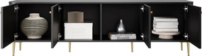 Szafka RTV Vesper 4D 187 cm - czarny / złote nogi