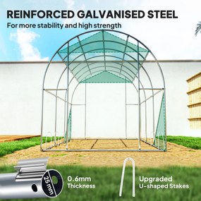 Outsunny Tunel foliowy z pokryciem z tworzywa sztucznego i stalową ramą, chodnikowa szklarnia z drzwiami rolowanymi, Zielony