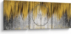 Obraz - Złote linie (z zegarem) (90x30 cm)