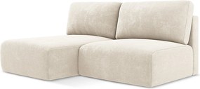 Otwarty Lewy narożnik z funkcją spania - z tkaniny szenilowej - jasny beż - KONA