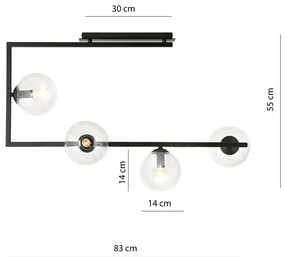 Loftowa lampa sufitowa z przezroczystymi kloszami  - D107-Emea