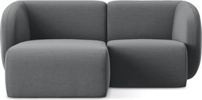 Szary aksamitny narożnik (lewostronny/z szezlongiem) Lani – Makamii