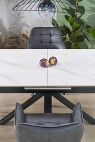 Stół rozkładany PLATAN 140(180)x85 biały marmur/czarny HALMAR