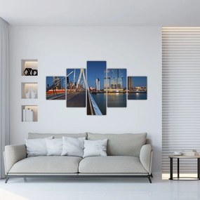 Obraz - Zmierzch w Rotterdamie, Holandia (125x70 cm)