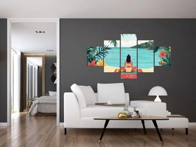 Obraz - Joginka na plaży (125x70 cm)