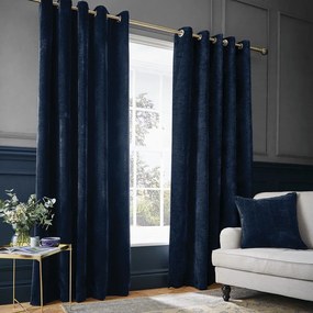 Ciemnoniebieskie zasłony termiczne z szenilu zestaw 2 szt. 168x183 cm Selene Luxury Chenille – Hyperion