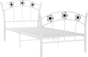 Białe metalowe łóżko z motywem piłki 90x200 cm C4-H89