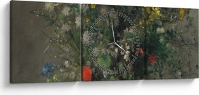 Obraz - Auguste Renoir,  Flowers in a Vase, reprodukcje (z zegarem) (90x30 cm)