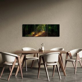 Obraz leśnej ścieżki (z zegarem) (90x30 cm)