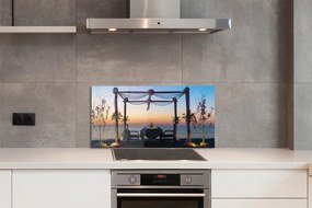 Szklany Panel Kolacja o Zachodzie Słońca nad Morzem