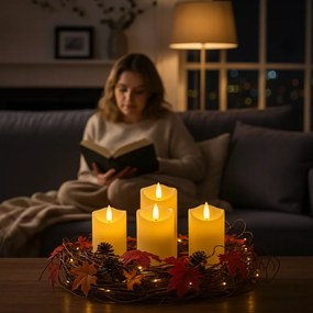 LED świeca słupkowa RUHHY 12,5 cm beżowa, zestaw 4 szt.