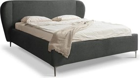 Ciemnoszare tapicerowane łóżko dwuosobowe ze stelażem 180x200 cm Makana – Makamii
