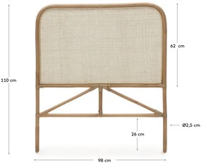 Rattanowy zagłówek w naturalnym kolorze 98x110 cm Quiterie – Kave Home