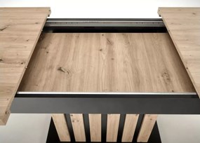 Rozkładany stół prostokątny Altus 160 (210) x 90 – wykonany z płyty laminowanej w kolorze dąb artisan / czarny