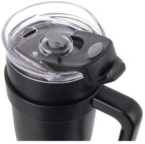 Czarny kubek termiczny ze słomką 1,2 l Termo – Orion