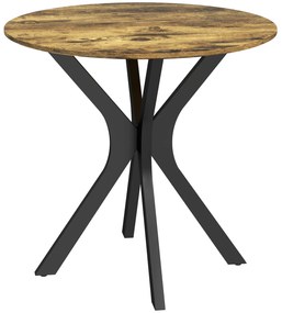 HOMCOM Stół Kuchenny dla 2 Osób, Okrągły, Stelaż z Malowanej Proszkowo Stali, Ø78 cm, Rustykalny Brąz