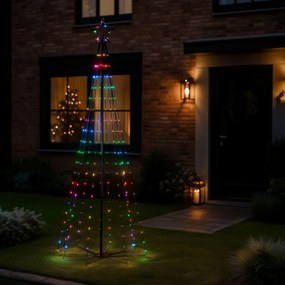 Zewnetrzna Świąteczna lampa podłogowa czarna 240 cm z LED RGB IP44 z pilotem - Nagi Oswietlenie zewnetrzne