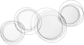 HOMCOM Zestaw Lusterek do Dekoracji Ściennej, Dekoracja z 4 Okrągłymi Lustrami, Lustra Ścienne, Lustra do Przedpokoju, 107 x 4 x 56 cm