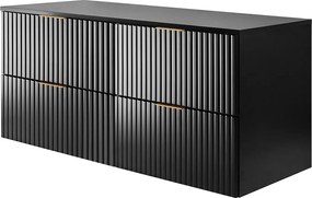 Szafka pod umywalkę, Czarny, 120 ( 2 x 60) x 57 x 46 cm, uchwyt złoty + Blat