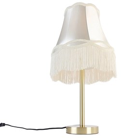 Klasyczna lampa stołowa mosiężna z kremowym abażurem 30 cm - Simplo klasyczny/Antyczny Oswietlenie wewnetrzne