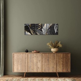 Obraz - Złota dżungla (z zegarem) (90x30 cm)