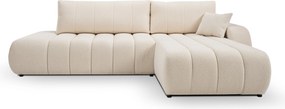 Masseno Narożnik GIOIA z funkcją spania i pojemnikiem na pościel Narozniki L, Rozkładana sofa - Kremowy, LAMBI 8