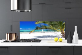 Panel Szklany Tropikalne Wybrzeże Z Palmą