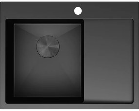 Mexen Exar zlewozmywak stalowy 1-komorowy z ociekaczem lewy 620 x 480 mm, czarny - 6431621005L-70