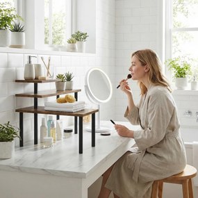 HOMCOM Regał kuchenny, Obracane regał na mikrofalówkę z 3 półkami, Industrialny regał metalowy, 40 x 18 x 36,5 cm