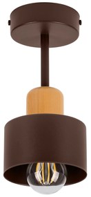 Brązowa lampa sufitowa, jednopunktowy spot DBU1010BR z drewna i metalu