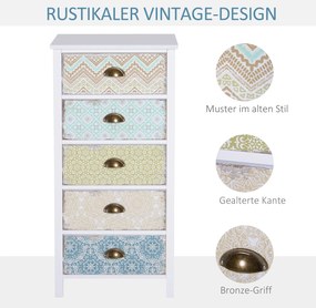 HOMCOM Komoda nowoczesna z 5 szufladami wielokolorowa 46x34x975 cm do salonu sypialni | Aosom PL