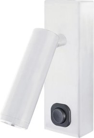 Kinkiet TOSACANA o nowoczesnym i wszechstronnym stylu - Wysoko?? 14 cm - 3W SMD LED - 200 lm i 3k - 90° i 180° - w??czanie i wy??czanie - IP20 - stal i biel