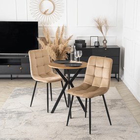 Stół Okrągły LAUREN 60 cm Dąb Złoty/Czarny Loft Nowoczesny