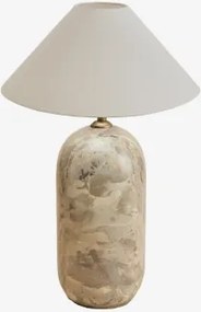 Lampa Stołowa Z Naturalnego Kamienia Yalvira Marmur Beżowy Panther & Biały Matowy Ø35 Cm - ↑15 Cm Graciela - Sklum